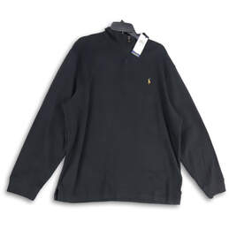 NWT Mens Black Mock Neck Long Sleeve Side Slit Pullover Sweater Size XL