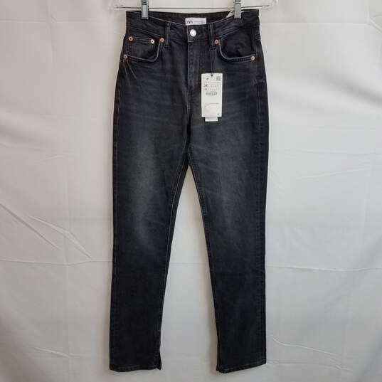 Zara washed black slim denim jeans women's 2 nwt image number 1