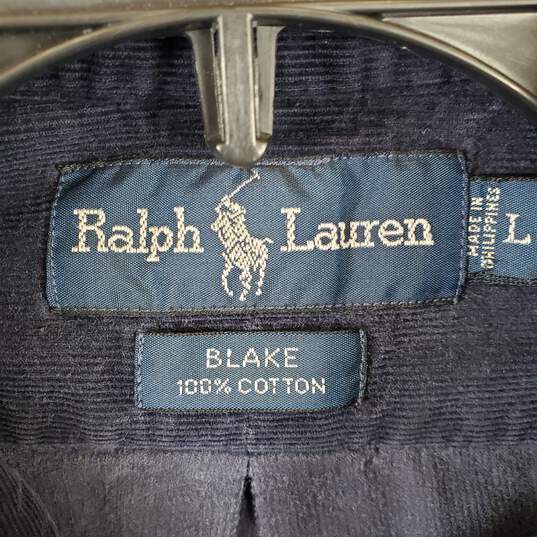 Ralph Lauren Men Blue Corduroy Button Up Shirt L image number 3