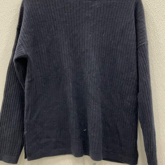 Womens Navy Blue Tight-Knit Long Sleeve Henley Sweater Size Medium image number 2