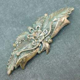 Signed Peterson Johnson Navajo 925 Southwestern Flower Feathers Ribbon & Granulated Brooch 5.6g