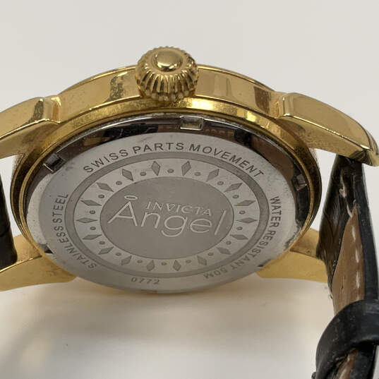 Designer Invicta Black Leather Strap Analog Round Dial Quartz Wristwatch image number 4