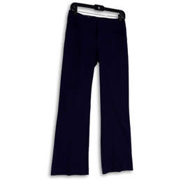 NWT Womens Blue Regular Fit Flat Front Pockets Wide Leg Dress Pants Size 2P