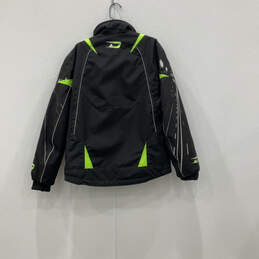 Mens Black Green Long Sleeve Mock Neck Full-Zip Racing Jacket Coat Size M alternative image