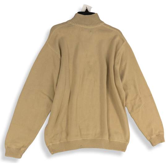Eddie Bauer Mens Beige Knitted Long Sleeve Mock Neck Pullover Sweater Size XL image number 2