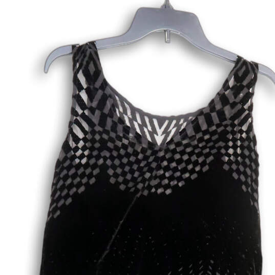 NWT Womens Black Printed Fringes Sleeveless Pullover Mini Dress Size XS image number 4