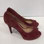Womens Lunsa Red Suede Peep Toe Braided Trim Stiletto Platform Heel Size 10 image number 2