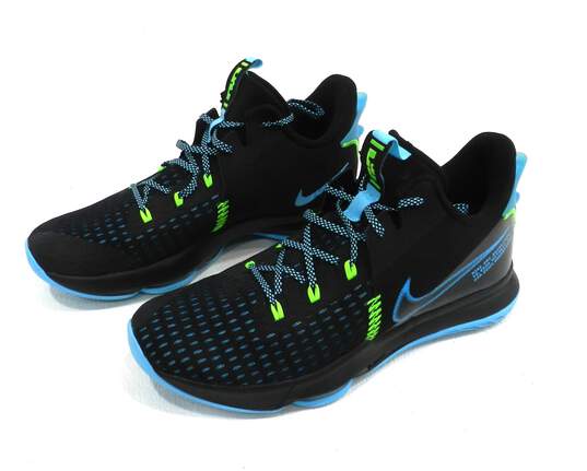 Nike LeBron Witness 5 Black Light Blue Fury Men's Shoes Size 15 image number 2
