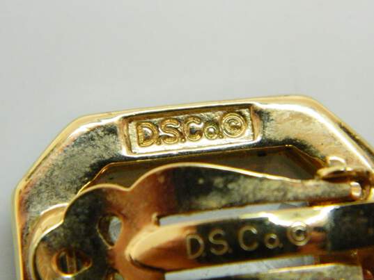 Vintage DS Co Daniel Swarovski Crystal Gold Tone & Black Enamel Clip-On Earrings 21.4g image number 5