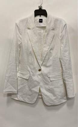 Hugo Boss Womens White Long Sleeve Pockets Single-Breasted Blazer Jacket Size 4