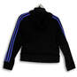 Womens Black Blue Striped Long Sleeve Hooded Full-Zip Track Jacket Size S image number 2