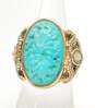 Barse Brass Carved Faux Turquoise & Shell Cabochons Scrolled Chunky Ring 15.1g image number 1