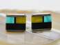Navajo Jimmy Royer 925 Turquoise Onyx Serpentine Inlay Earrings image number 1
