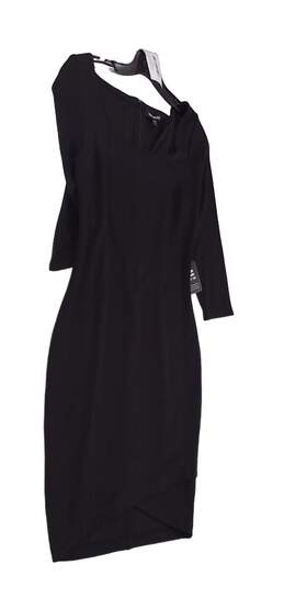 NWT Womens Black Short Sleeve Square Neck Back Zip Sheath Dress Size XS alternative image
