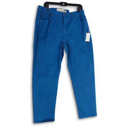 NWT Womens Blue Denim Medium Wash 5-Pocket Design Straight Leg Jeans Sz 16