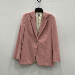 Womens Pink Long Sleeve Notch Lapel Single Breasted One-Button Blazer Sz 12