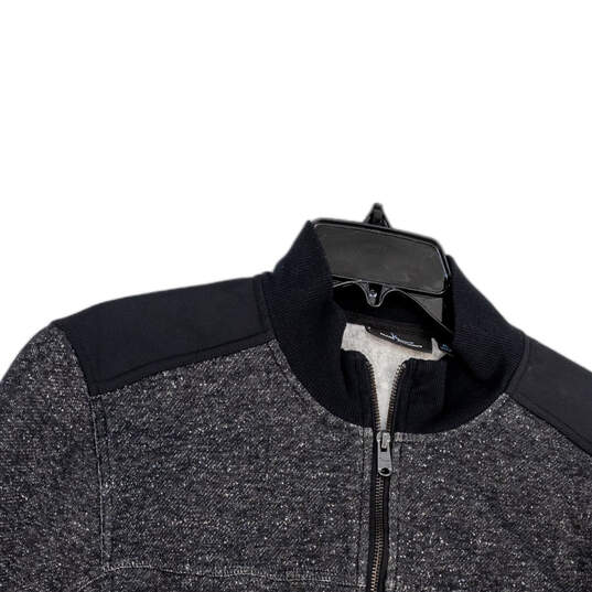 Mens Gray Black Fleece Mock Neck Pockets Long Sleeve Full-Zip Jacket Sz XL image number 3
