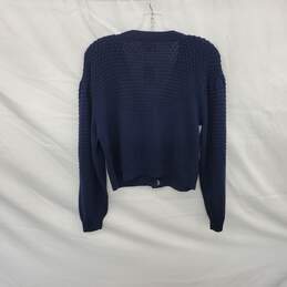 Charter Club Navy Blue Cotton Blend Rhinestone Embellished Cropped Cardigan Sweater WM Size PL NWT alternative image