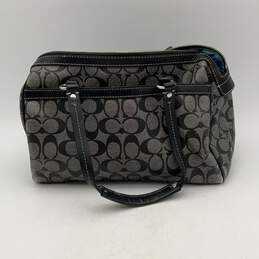 Coach Womens Black White Signature Print Double Top Handle Zipper Handbag alternative image