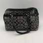 Coach Womens Black White Signature Print Double Top Handle Zipper Handbag image number 2