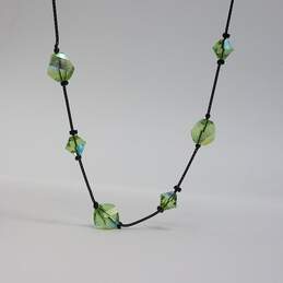 Dabby Reid Silver Tone Faceted Green Bead Station 15 1/2inch Necklace 11.5g