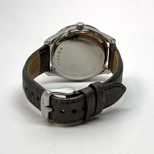 Designer Fossil ES2995 Brown Leather Belt Stainless Steel Analog Wristwatch image number 3