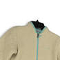 Womens White Blue Long Sleeve Collred Pockets Full-Zip Jacket Size Large image number 3