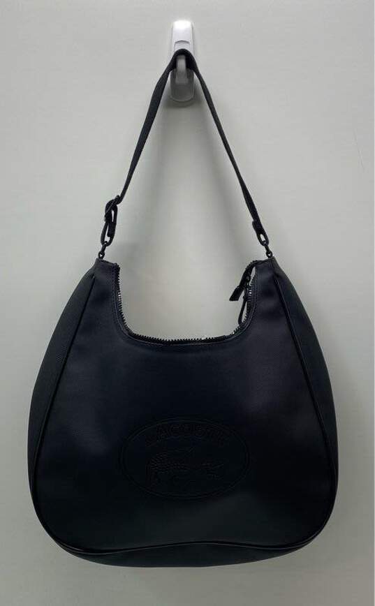 Lacoste Nylon Zip Top Shoulder Bag Black image number 2