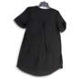 NWT Womens Black Short Sleeve Pleated Front Knee Length Sheath Dress Size 4 image number 2