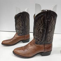 Men's Brown Leather Cowboy Boots Size 10.5 alternative image