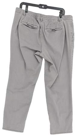 Womens 452390 Gray Flat Front Slash Pocket Zip Straight Leg Chino Pants 14 alternative image