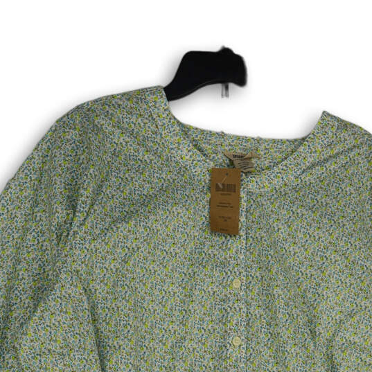 NWT Womens Blue Green Printed Long Sleeve Button-Up Shirt Size 2X image number 3