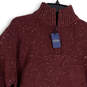 NWT Mens Purple Knitted Long Sleeve 1/4 Zip Mock Neck Pullover Sweater Sz L image number 3