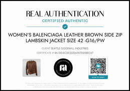 Balenciaga Brown Leather Side Zip Lambskin Biker Jacket Women's Size 42 - AUTHENTICATED alternative image