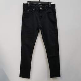 Mens Black Dark Wash Stretch Pockets Slim Fit Denim Tapered Jeans Sz 30x30