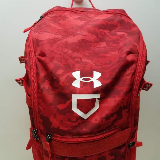 Under Armour Utility Baseball Print Backpack Red Camouflage image number 2