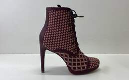 Zimmermann Cutout Leather Platform Ankle Heels Purple 7.5