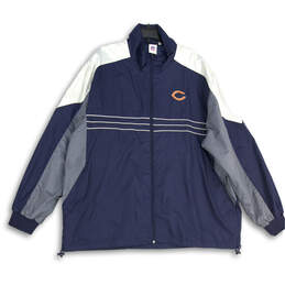 Mens Blue Gray Chicago Bears Long Sleeve Mock Neck Jacket Size 2XL