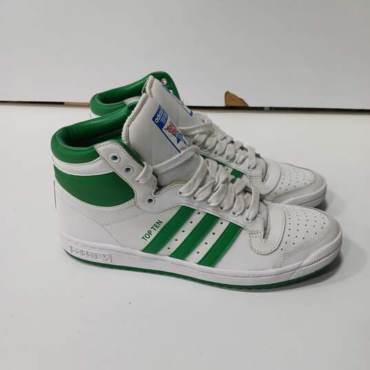 Adidas Top Ten White & Green Athletic Sneakers Size 10.5 image number 4