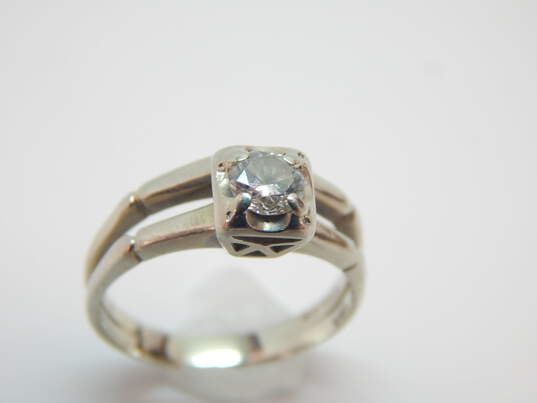 14K White Gold 0.44 CT Round Diamond Solitaire Split Shank Ring 3.4g image number 5