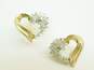 10K Yellow Gold 0.44 CTTW Diamond Ribbon Heart Post Earrings 2.6g image number 3