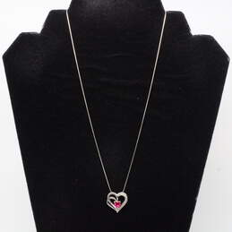 Sterling Silver Ruby Diamond Accent Heart Pendant Necklace - 4.7g alternative image