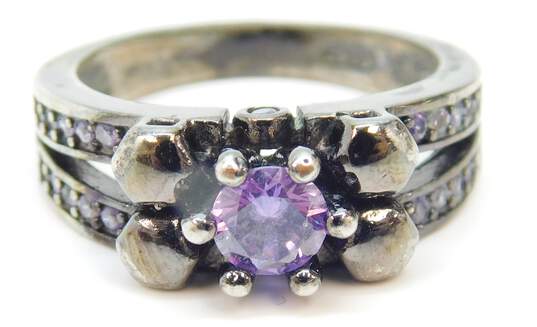 Sterling Silver Smoky Quartz Opal Purple CZ Rings 12.5g image number 2