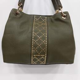 Michael Kors Olive Green Studded Leather Handbag alternative image