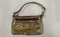 Coach Poppy Leather Small Wristlet Handbag Gold Metallic image number 1