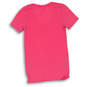 Womens Neon Pink Short Sleeve V-Neck Pullover T-Shirt Size Small image number 2