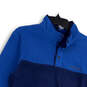 NWT Men Blue Stretch Mock Neck Long Sleeve Button Front Sweatshirt Size M image number 3