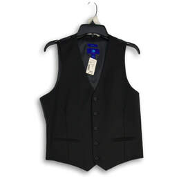 NWT Mens Black V-Neck Slim Fit Lined Button Front Vest Size Small