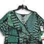 NWT Womens Green Black Printed V-Neck Short Sleeve Shift Dress Size 22W image number 3