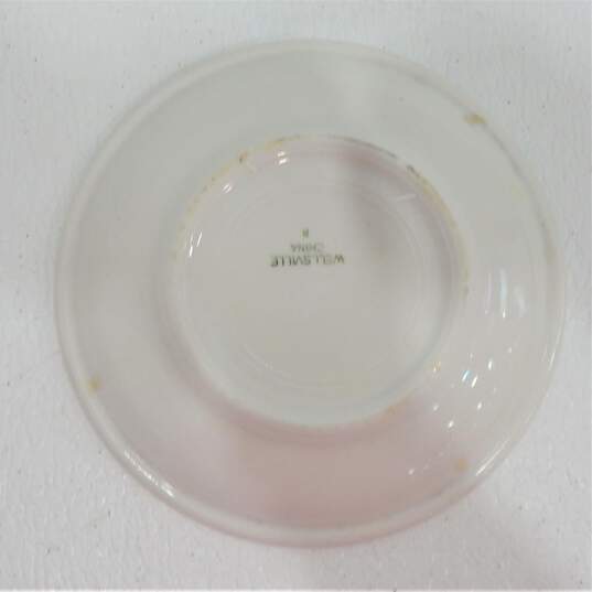 4 Vintage Syracuse China Restaurant Ware Berry Saucer Plates  White Sage Green Stripe image number 7